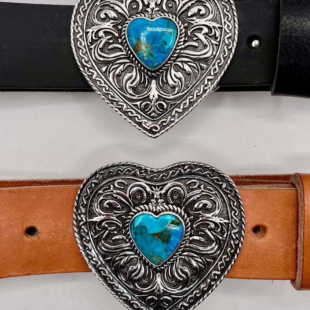Sterling silver and turquoise " Heart of the Desert " luxury belt buckle.